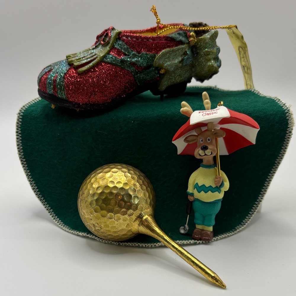 Golfers bundle of 3 Holiday Ornaments.